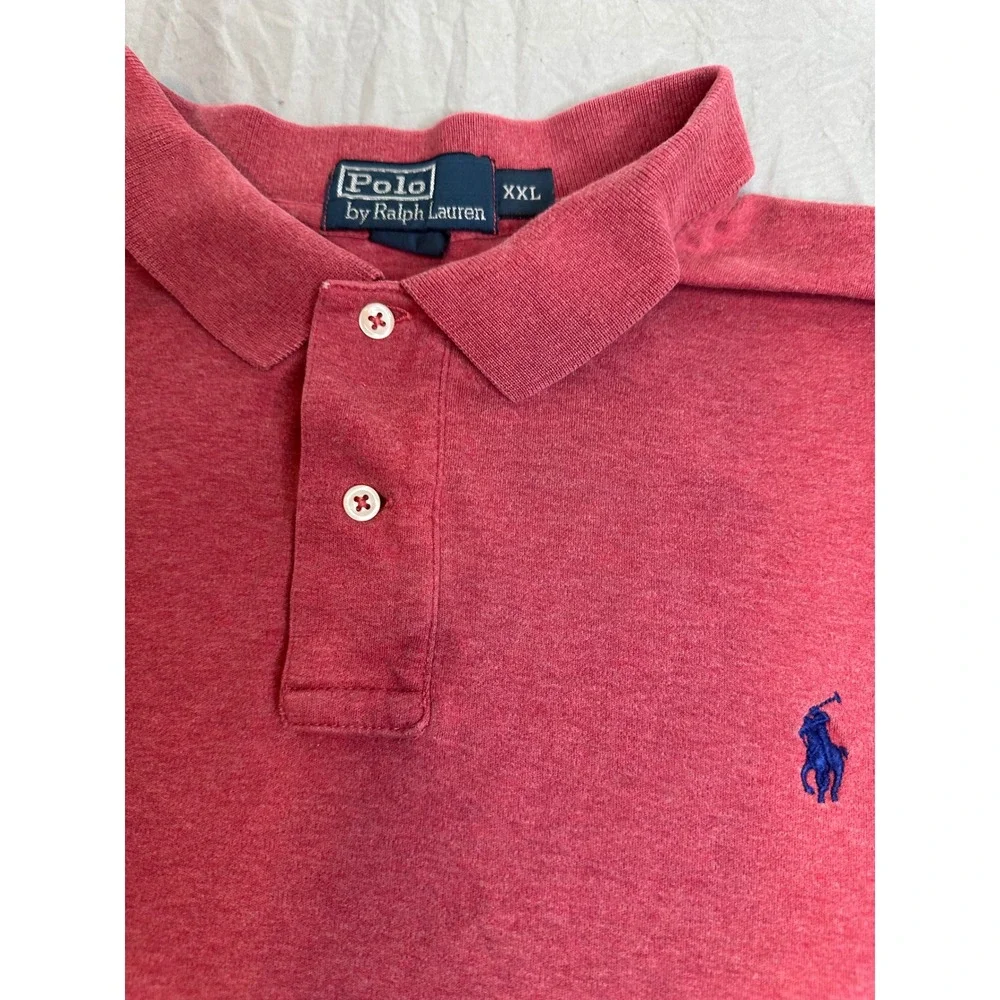 Polo Ralph Lauren Mens XXL Red Heather Short Sleeve Cotton Polo Shirt Blue Pony